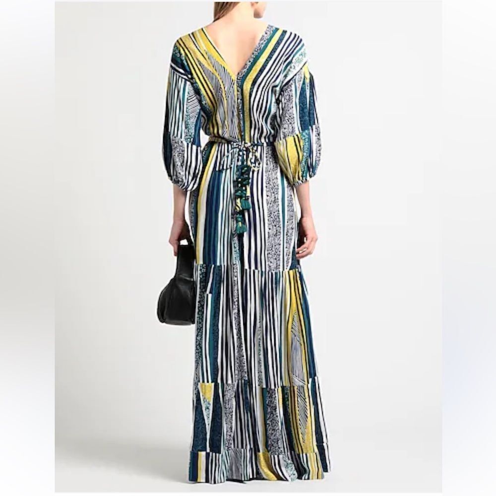 NEW Poupette St Barth Striped Tiered Mya Maxi Dress Aqua Solis Large - Picture 2 of 12